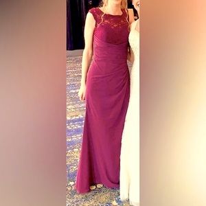 Mori lee style 105 Floor Length Lace and Chiffon in Purple Size 6